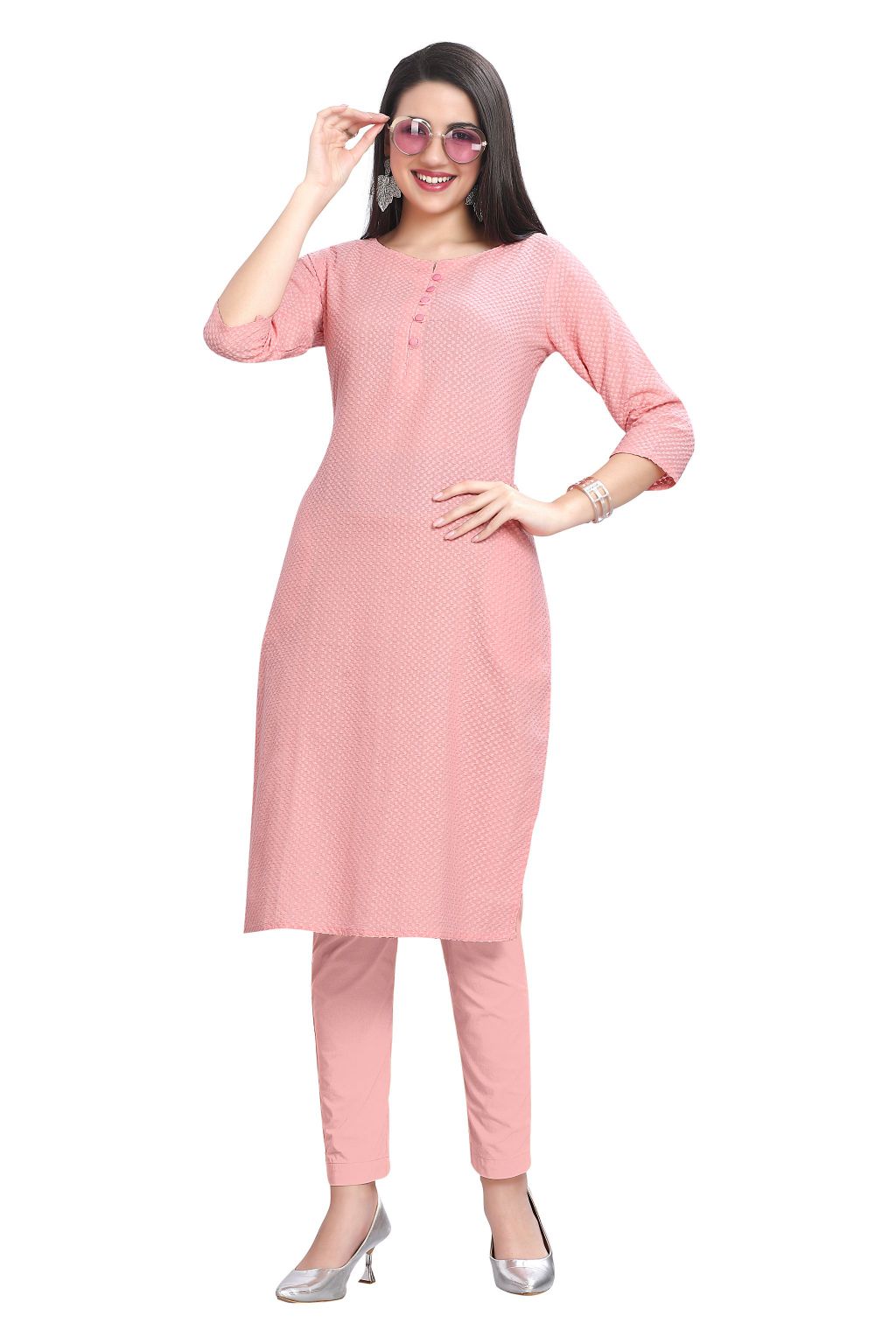 Pink Kurta for women with Chikankari Work