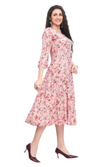 Pink Muslin Floral Print Kurti for women