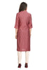 Pink Muslin Knee Length Straight Cut Kurta With 3/4th Cuffed Sleeves  for Women