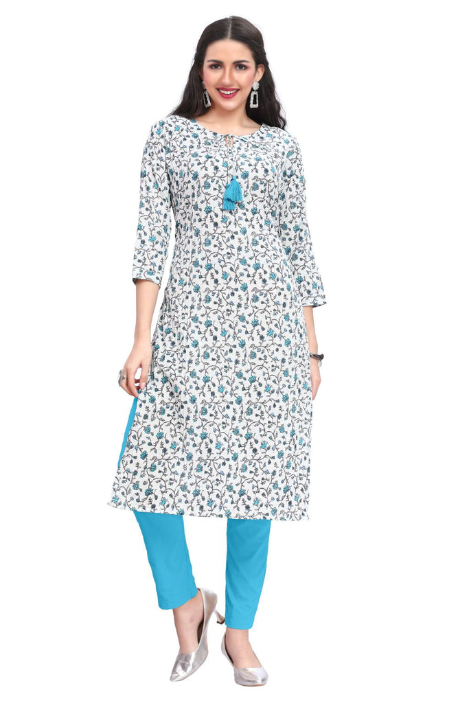 Pintuck Floral Kalamkari Print Kurti For Women