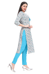 Pintuck Floral Kalamkari Print Kurti For Women