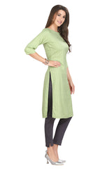 Rayon Kurti Straight Cut with Front Embroidery for Women