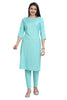 Pista Green Rayon Kurti: Straight Cut with Front Embroidery for Women
