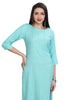 Pista Green Rayon Kurti: Straight Cut with Front Embroidery for Women