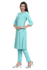 Pista Green Rayon Kurti: Straight Cut with Front Embroidery for Women