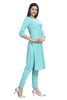 Pista Green Rayon Kurti: Straight Cut with Front Embroidery for Women