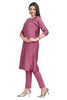 Plain Silk Knee-Length Kurti with Embroidered yoke