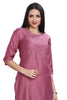 Plain Silk Knee-Length Kurti with Embroidered yoke