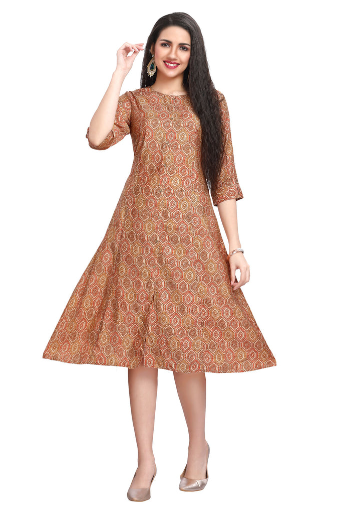 Printed Princess cut Kurti for women with foil highlights