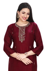 Purple Muslin Kurta Set with Silk Pants and Dupatta