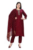 Purple Muslin Kurta Set with Silk Pants and Dupatta