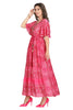 Rani Pink Modal Frock Style Full-Length Kurti with Fusion Print