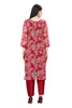 Rani Pink Organza Floral Print Kurti Set for Women