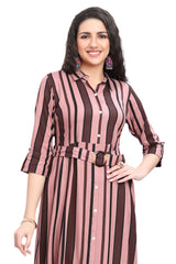 Rayon Collar Neck Kurti for Women with Belt