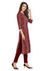 Rayon Knee Length Straight Cut Kurti with Round Neck and Embroidery Patch Work