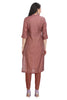 Red Cotton Mandarin Collar Kurti for women