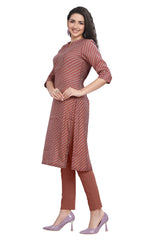 Red Cotton Mandarin Collar Kurti for women