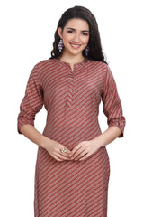 Red Cotton Mandarin Collar Kurti for women