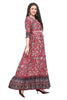 Red Modal Kalamkari Print Frock Style Kurti with Peplum Border