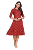 Red Kurti with Bandhani Print and Foil highlights