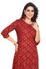 Red Kurti with Bandhani Print and Foil highlights