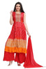 Red Muslin Multi-tiered Nyra Cut Bandhani Print set with Silk Palazzo and Dupatta