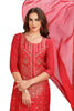 Red Silk Kurta Set Banarasi and Ajrakh Fusion with Hand Embroidery