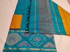 Royal Radiance Silk Dress Material – Ikkat Daman & Dual-Tone Dupatta