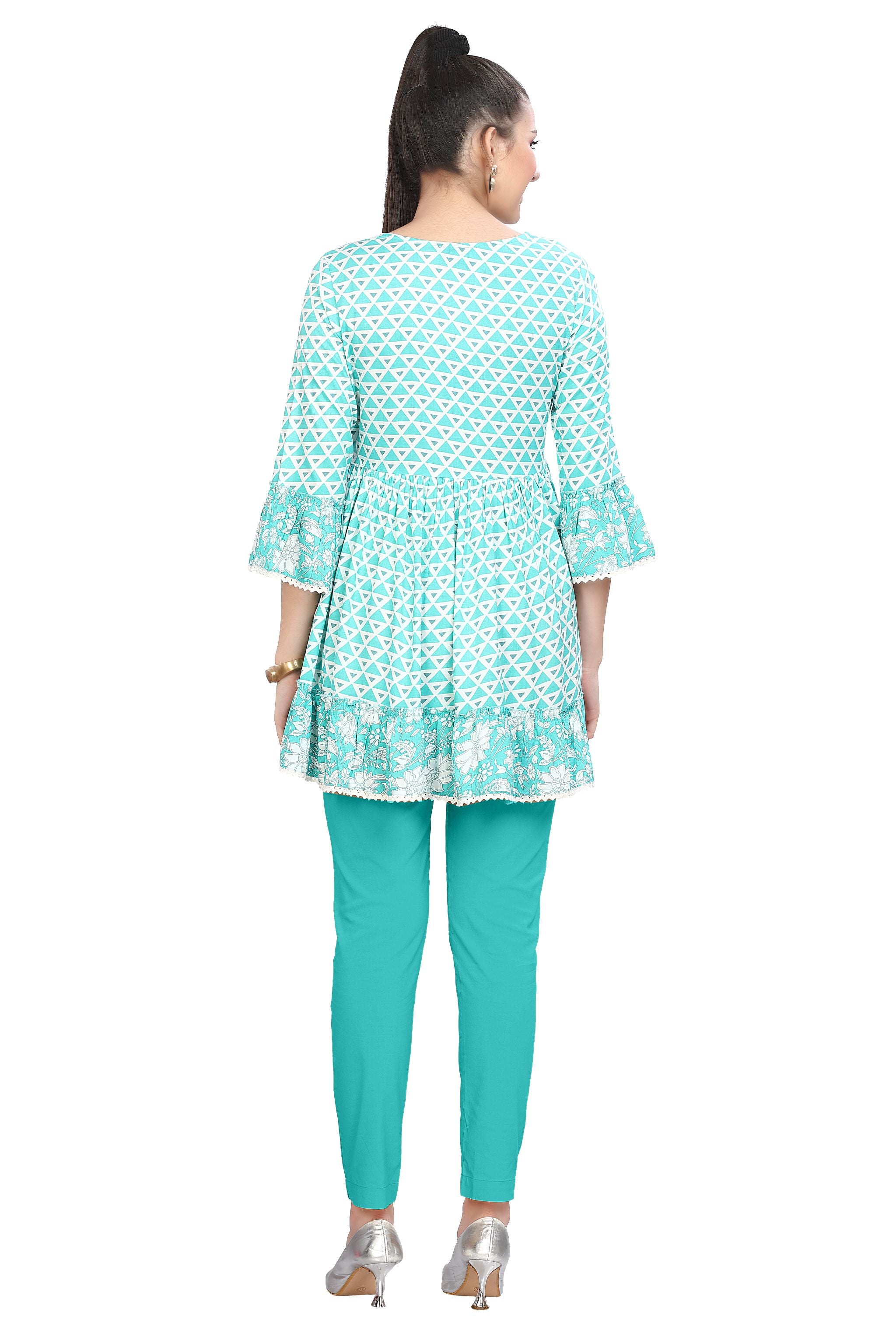 Green Aadila Mulmul Cotton Chikankari Short Top - TheChikanLabel | Lucknow  Chikankari Kurtis & Suits