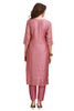 Silk Kantha work Kurta Set with Pant and Dupatta Pink