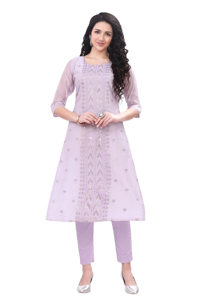 Silk Kurti for women in Pink with Thread and Sequin Work
