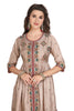 Silk Peplum Kurta Set in Light Mud Brown with dupatta and a pleated palazzo