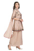 Silk Peplum Kurta Set in Light Mud Brown with dupatta and a pleated palazzo