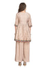 Silk Peplum Kurta Set in Light Mud Brown with dupatta and a pleated palazzo