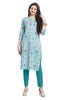 Sky blue Cotton Kurti with Zari Work