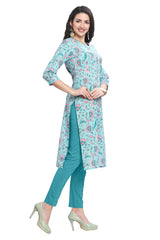 Sky blue Cotton Kurti with Zari Work