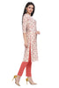 Straight Cut Cream Fusion Print Muslin Kurti for Women