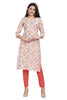 Straight Cut Cream Fusion Print Muslin Kurti for Women