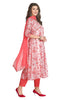 Tomato Pink Floral Print Cotton Kurta Set with Chiffon Dupatta