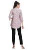 Violet Floral Print Short Kurti with Mandarin Collar