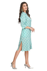 White A-line Mandarin Collar Kurti for women