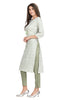 White Cotton Kurti: Straight Cut with Pastel Flower Buti Print for Women