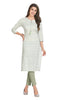 White Cotton Kurti: Straight Cut with Pastel Flower Buti Print for Women