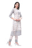 White Cotton Kurta Set for Women with printed dupatta and a straight pant