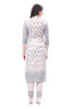 White Cotton Kurta Set for Women with printed dupatta and a straight pant