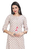 White Cotton Kurti Straight Cut with Pastel Flower Buti Print for Women