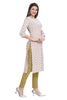 White Cotton Kurti Straight Cut with Pastel Flower Buti Print for Women