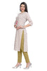 White Cotton Kurti Straight Cut with Pastel Flower Buti Print for Women