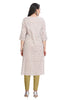 White Cotton Kurti Straight Cut with Pastel Flower Buti Print for Women