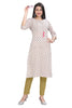 White Cotton Kurti Straight Cut with Pastel Flower Buti Print for Women